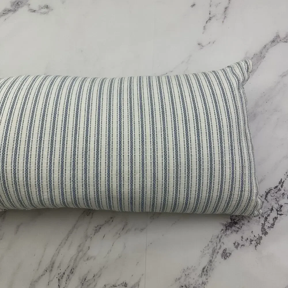Lauren Ralph Lauren Striped Long Body Bolster Decorative Pillow Blue White Down